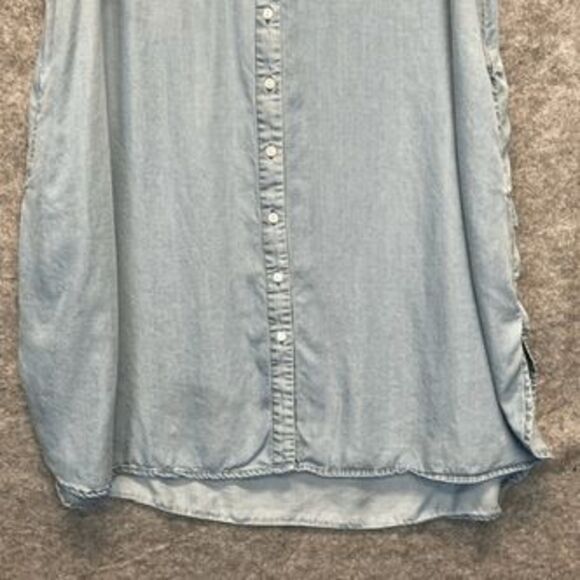 TERRE BLEUE Women’s Sleeveless Dress XL Blue Embroidered Floral Button Front - Picture 3 of 11